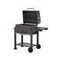 Charcoal Bbq Grill Grey Stainless Steel With Lid Wheeled Cooking Grate Warming Grate 2 Shelves Removable Ash Tray