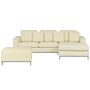 Corner Sofa Beige Leather Upholstered With Ottoman L-shaped Left Hand Orientation