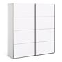 Verona Sliding Wardrobe 180cm In White With White Doors With 2 Shelves