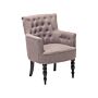 Armchair Beige Fabric Club Chair Button Tufted Wooden Legs