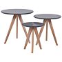 Nest Of 3 Tables Grey Top Light Wood Tripod Base