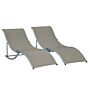 Outsunny Set Of 2 S-shaped Foldable Lounge Chair Sun Lounger Reclining Outdoor Chair For Patio Beach Garden Light Grey