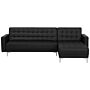 Corner Sofa Bed Black Faux Leather Tufted Modern L-shaped Modular 4 Seater Left Hand Chaise Longue