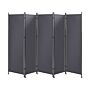 Room Divider Grey Polyester Black Steel Frame 5 Panels Decorative Screen Partition