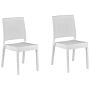 Set Of 2 Garden Dining Chairs White Synthetic Material Stackable Outdoor