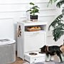 Pawhut Pet Feeder Station Storage Cabinet, Dog Food Storage Container With Dog Raised Bowls And Hanger For Feeding & Watering Supplies, White