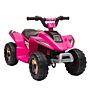 Homcom 6v Kids Electric Ride On Car Atv Toy Quad Bike Four Big Wheels W/ Forward Reverse Functions Toddlers For 18-36 Months Old Pink