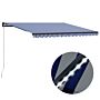 Vidaxl Manual Retractable Awning With Led 450x300 Cm Blue And White