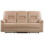 Recliner Sofa 3 Seater Beige Velvet Electric Adjustable Back And Footrest With Led Light Modern Living Room Beliani