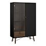 Ry China Cabinet 1 Door + 1 Glass Door + 1 Drawer Matt Black Walnut