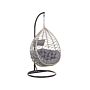 Hanging Chair Grey Rattan Metal Frame Indoor-outdoor Basket Shape