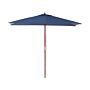 Garden Sun Parasol Blue Fabric Birch Wood 244 Cm Weather Resistant