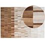 Area Rug Beige Leather 160 X 230 Cm Rectangular Patchwork Handcrafted