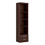 Imperial Tall 2 Drawer Narrow Cabinet With Open Shelving In Dark Mahogany Melamine