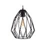 1-light Pendant Ceiling Lamp Black Cage Wire Shade Openwork