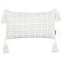 Scatter Cushion Beige Fabric 30 X 60 Cm Checked Pattern Cover Style Textile