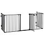 Pawhut Stair Gate Dog Pens Pet Playpen 5-panel Freestanding Fireplace Christmas Tree Metal Fence Stair Barrier Room Divider With Walk Through Door