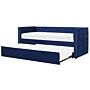 Trundle Bed Frame Blue Eu Velvet Single Size 3ft Slatted Frame Buttoned Nailhead Trims