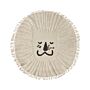 Area Rug Beige Cotton Ø 140 Cm Round Decorative Tassels Lion Print Boho Style Living Room Kids Children's Room