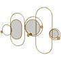 Homcom Metal Wall Mirror Decor With Coat Hooks, Modern Decorative Wall Art For, Gold Tone