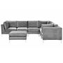 Left Hand Modular Corner Sofa Grey Velvet 6 Seater With Ottoman L-shaped Silver Metal Legs Glamour Style Beliani