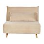 Small Sofa Bed Beige Velvet Fabric Wooden Legs 1 Seater Fold-out Sleeper Armless With Cushion