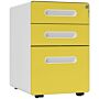 Vinsetto 3 Drawer Filing Cabinet, Steel Lockable File Cabinet With Lock And Wheels, For A4, Letter, Legal Sized Files, Yellow