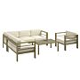 Outsunny 5-piece Garden Sofa Set With Cushions, Aluminium Garden Furniture Sets With Glass Top Coffee Table, Patio Sectional Furniture Set, For Patio & Deck, Gold Tone