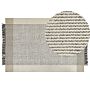 Rug Beige And Black Wool Cotton 200 X 300 Cm Hand Woven Flat Weave With Tassels