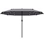 Outsunny 4.4m Double-sided Sun Umbrella Garden Parasol Patio Sun Shade Outdoor With Led Solar Light, Dark Grey