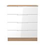 Milan 4 Drawer Chest In White & Bardolino Oak