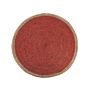 Area Rug Coral Red Jute 120 Cm Round Handwoven Braided