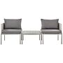 Convertible Garden Sofa Set Light Grey Aluminium 2 Seater With Cushions And Table