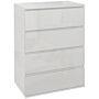 Homcom High Gloss 4 Drawer Chest Of Drawers,4-drawer Storage Cabinets, Modern Dresser, Storage Drawer Unit, White