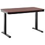 Electrically Adjustable Desk Dark Wood Black Tabletop Powder Coated Steel Frame Sit And Stand 120 X 60 Cm