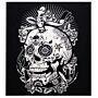 B&w Double Cotton Bedspread + Wall Hanging - Rose Skull