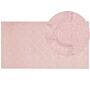 Faux Rabbit Fur Rug Pink Artificial Polyester Fur 80 X 150 Cm Soft Shaggy High Pile Trellis Pattern Rug