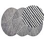 Rug White And Graphite Grey Wool Cotton 140 X 200 Cm Oval Hand Tufted Low Pile Striped