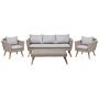 Patio Set Taupe Rattan 3 Seater 2 Chairs Grey Cushions Outdoor Country