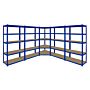 Monster Racking T-rax Corner Shelving Unit & 4x 90cm Garage Storage Bays, Blue