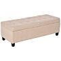 Homcom Linen Storage Ottoman, End Of Bed Bench, Padded Footrest Seat With Tufting Design, Hinged Lid And Wood Frame 125l X 49w X 41.5h Cm Beige