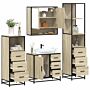 Vidaxl 4 Piece Bathroom Furniture Set Sonoma Oak Engineered Wood