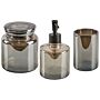 3-piece Bathroom Accessories Set Grey Glass Glam Soap Dispenser Soap Dish Toothrbrush Holder Cup