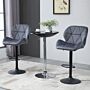 Homcom Set Of 2 Adjustable Bar Stools With Backs, Armless Upholstered Swivel Counter Chairs, Barstools With Back, Footrest, Dark Grey