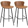 Homcom Bar Stools Set Of 2, Pu Leather Upholstered Bar Chairs, Kitchen Stools With Backs And Steel Legs, Brown