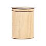 Corner Basket With Zippered Lid Light Wood Bamboo Wood Laundry Hamper 2-compartments With Rope Handles