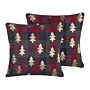 Set Of 2 Scatter Cushions Green And Red Polyester Fabric 45 X 45 Cm Christmas Tree Pattern Zippered Cases