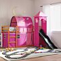 Vidaxl Bunk Bed With Slide And Curtains Pink 90x200 Cm