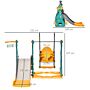 Homcom 3-in-1 Kids Swing And Slide Set With Basketball Hoop Slide Swing Adjustable Seat Height Toddler Playground Activity Center Indoor And Outdoor