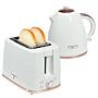 Homcom 1.7l 3000w Fast Boil Kettle & 2 Slice Toaster Set, Kettle And Toaster Set With Auto Shut Off, Browning Controls, White